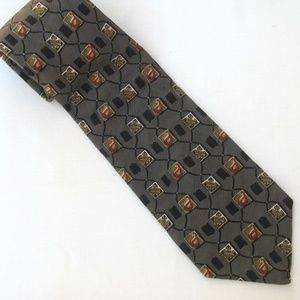 Robert Talbott Studio Mens Classic Silk Tie Grey Black Burgundy Gold Office